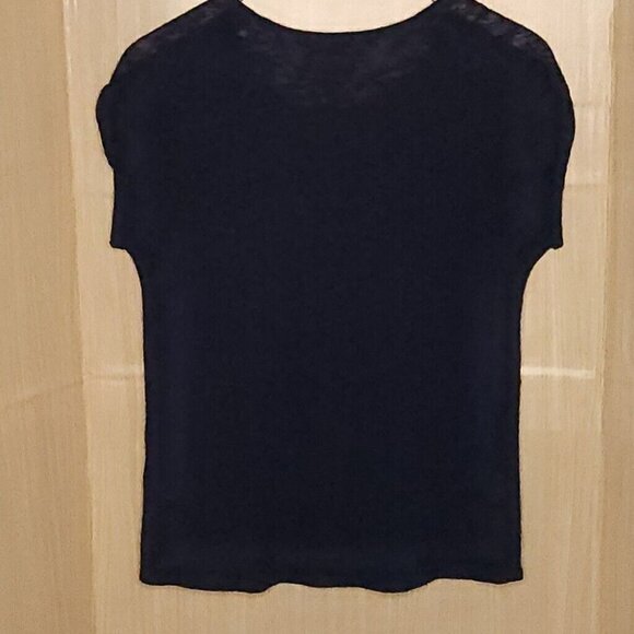 W5 Navy Blue Nautical Soft Embroidered Top Small - Picture 2 of 6